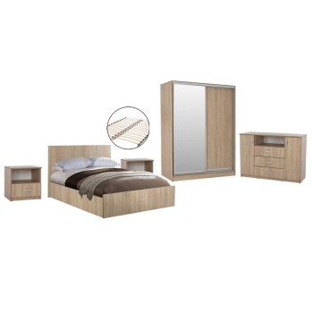 ΣΕΤ ΚΡΕΒΑΤΟΚΑΜΑΡΑΣ 6ΤΜΧ ADLER HM11759 ΜΕΛΑΜΙΝΗ SONAMA OAK-ΓΙΑ ΣΤΡΩΜΑ 160x200εκ