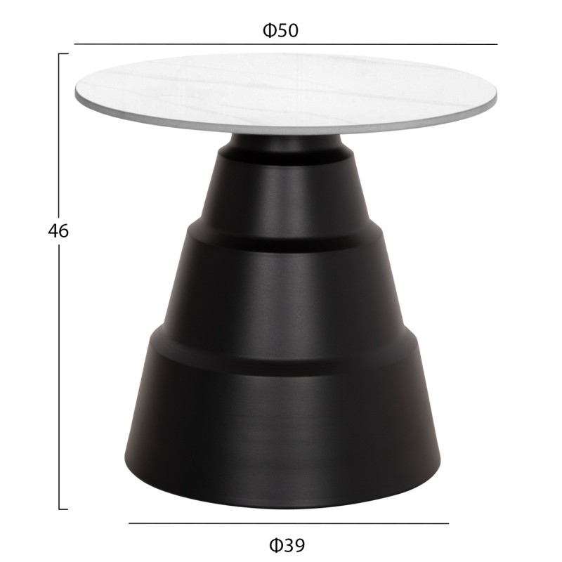 ΣΕΤ 2 ΤΡΑΠΕΖΙΑ ΣΑΛΟΝΙΟΥ LIDOX HM18306.02 SINTERED STONE TOP- SNOW WHITE ΧΡΩΜΑ Φ50 & Φ70