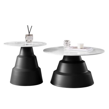 ΣΕΤ 2 ΤΡΑΠΕΖΙΑ ΣΑΛΟΝΙΟΥ LIDOX HM18306.02 SINTERED STONE TOP- SNOW WHITE ΧΡΩΜΑ Φ50 & Φ70