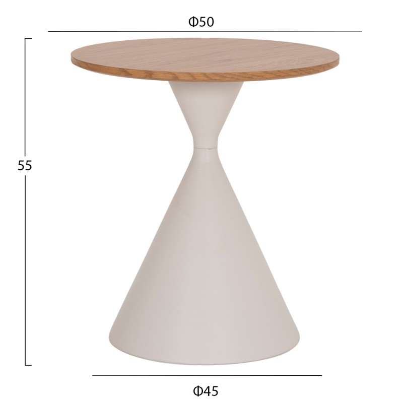 ΣΕΤ 2 ΤΡΑΠΕΖΙΑ ΣΑΛΟΝΙΟΥ JENNEL(X) HM18308.01 ΜΕΤΑΛΛΟ ΛΕΥΚΟ--MDF ΣΕ ΦΥΣΙΚΟ Φ50εκ & Φ70εκ