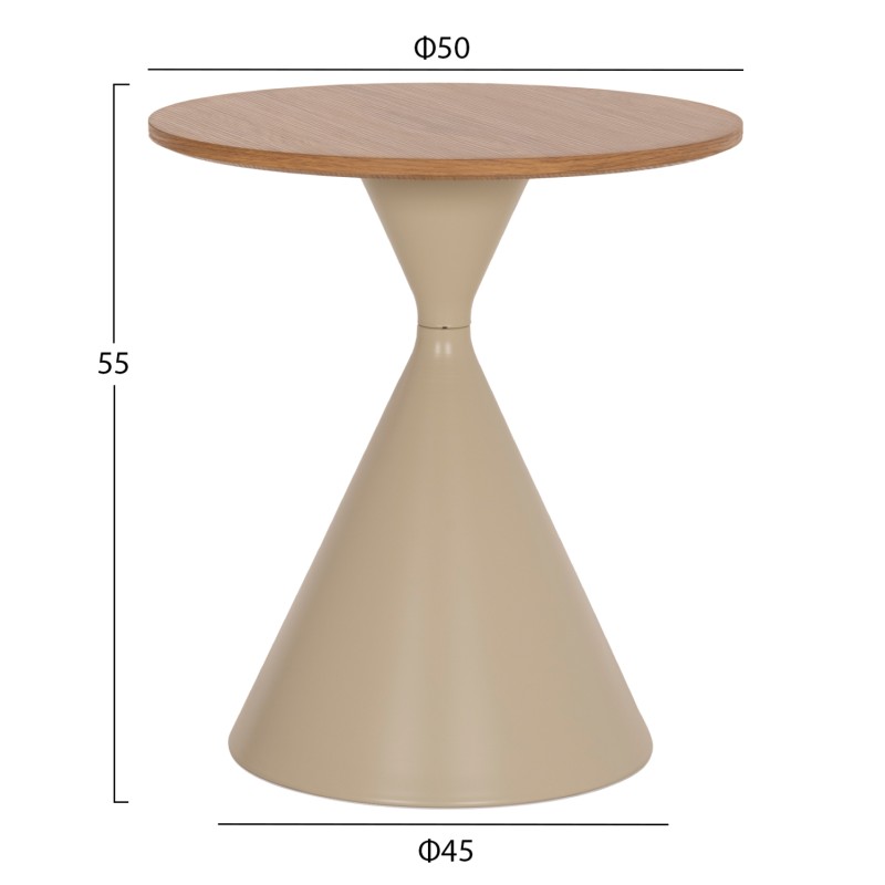 ΣΕΤ 2 ΤΡΑΠΕΖΙΑ ΣΑΛΟΝΙΟΥ JENNEL(X) HM18308.04 ΜΕΤΑΛΛΟ ΣΑΜΠΑΝΙ--MDF ΣΕ ΦΥΣΙΚΟ Φ50εκ & Φ70εκ