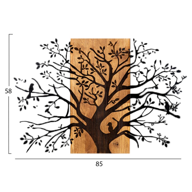 ΔΙΑΚΟΣΜΗΤΙΚΟ ΤΟΙΧΟΥ ΔΕΝΤΡΟ HM4806-ΦΥΛΛΑ ΜΕΤΑΛΛΟΥ ΜΑΥΡΑ-ΞΥΛΟ 85x3(βάθος)x58Υεκ.