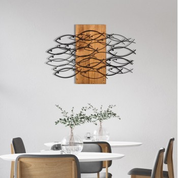 ΔΙΑΚΟΣΜΗΤΙΚΟ ΤΟΙΧΟΥ ΨΑΡΙΑ HM4811-ΦΥΛΛΑ ΜΕΤΑΛΛΟΥ ΜΑΥΡΑ-ΞΥΛΟ 87x3(βάθος)x58Υεκ.