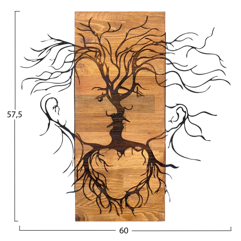 ΔΙΑΚΟΣΜΗΤΙΚΟ ΤΟΙΧΟΥ FACES HM4807-ΦΥΛΛΑ ΜΕΤΑΛΛΟΥ ΜΑΥΡΑ-ΞΥΛΟ 60x3(βάθος)x57,5Υεκ.