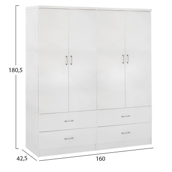 ΝΤΟΥΛΑΠΑ 4ΦΥΛΛΗ REINA ME 4 ΣΥΡΤΑΡΙΑ HM21258 ΜΕΛΑΜΙΝΗ ΣΕ ΛΕΥΚΟ 160x42,5x180,5Υεκ