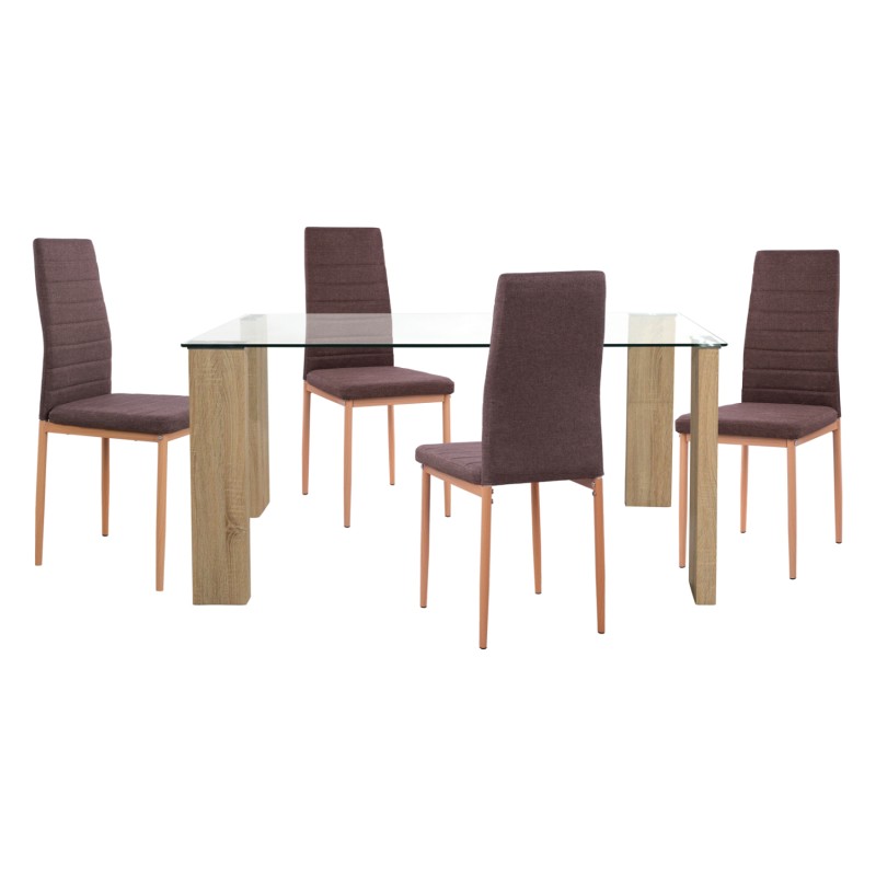 ΣΕΤ ΤΡΑΠΕΖΑΡΙΑΣ 5ΤΜΧ LADY HM11595 ΓΥΑΛΙ--ΜΕΤΑΛΛΟ--MDF ΣΕ SONAMA & ΚΑΦΕ ΥΦΑΣΜΑ