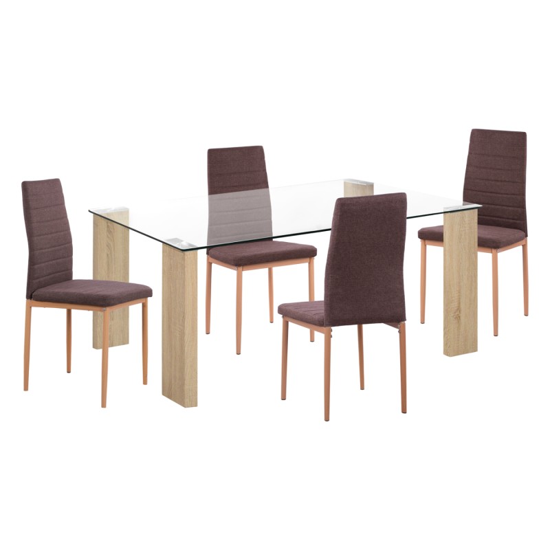 ΣΕΤ ΤΡΑΠΕΖΑΡΙΑΣ 5ΤΜΧ LADY HM11595 ΓΥΑΛΙ--ΜΕΤΑΛΛΟ--MDF ΣΕ SONAMA & ΚΑΦΕ ΥΦΑΣΜΑ