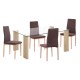 ΣΕΤ ΤΡΑΠΕΖΑΡΙΑΣ 5ΤΜΧ LADY HM11595 ΓΥΑΛΙ--ΜΕΤΑΛΛΟ--MDF ΣΕ SONAMA & ΚΑΦΕ ΥΦΑΣΜΑ