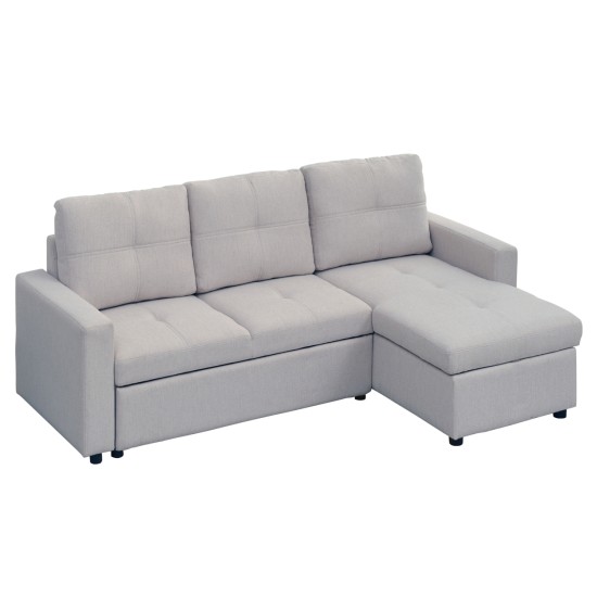 ΓΩΝΙΑΚΟΣ ΚΑΝΑΠΕΣ-ΚΡΕΒΑΤΙ ΑΝΑΣΤΡΕΨΙΜΟΣ SALINO HM3285.01 ΓΚΡΙ ΥΦΑΣΜΑ 213x132x87Yεκ