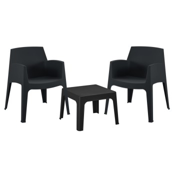 ΣΕΤ 3ΤΜΧ ΠΟΛΥΠΡΟΠΥΛΕΝΙΟΥ SLEEK HM21267.02 ΤΡΑΠΕΖΑΚΙ & 2 ΠΟΛΥΘΡΟΝΕΣ-ΜΑΥΡΟ