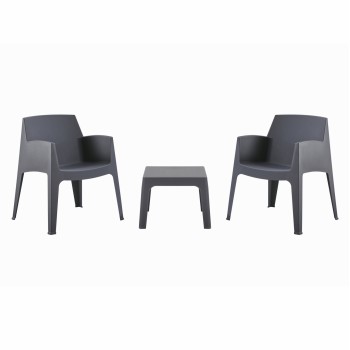 ΣΕΤ 3ΤΜΧ ΠΟΛΥΠΡΟΠΥΛΕΝΙΟΥ SLEEK HM21267.10 ΤΡΑΠΕΖΑΚΙ & 2 ΠΟΛΥΘΡΟΝΕΣ-ΓΚΡΙ