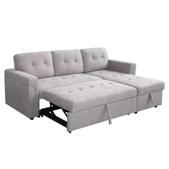 ΓΩΝΙΑΚΟΣ ΚΑΝΑΠΕΣ-ΚΡΕΒΑΤΙ ΑΝΑΣΤΡΕΨΙΜΟΣ SAL HM3310.01 ΓΚΡΙ ΥΦΑΣΜΑ 214x137x83Yεκ