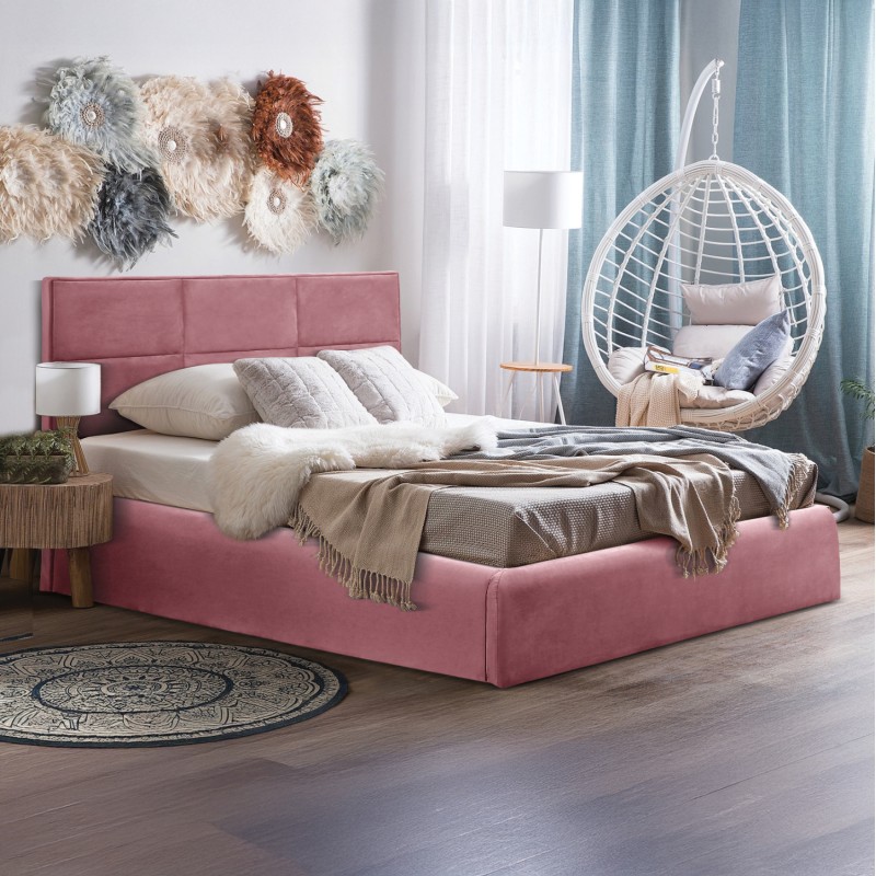 ΚΡΕΒΑΤΙ ΔΙΠΛΟ & ΣΤΡΩΜΑ BRILEY HM21272.02 ΣΑΠΙΟ ΜΗΛΟ ΒΕΛΟΥΔΟ ΜΕ ΑΠΟΘ.ΧΩΡΟ--ΓΙΑ 160x200εκ