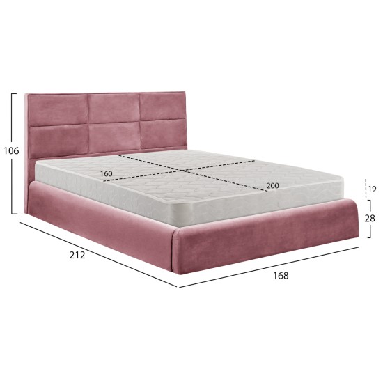 ΚΡΕΒΑΤΙ ΔΙΠΛΟ & ΣΤΡΩΜΑ BRILEY HM21272.02 ΣΑΠΙΟ ΜΗΛΟ ΒΕΛΟΥΔΟ ΜΕ ΑΠΟΘ.ΧΩΡΟ--ΓΙΑ 160x200εκ