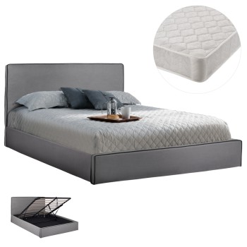 ΚΡΕΒΑΤΙ ΔΙΠΛΟ & ΣΤΡΩΜΑ ALLIE HM21273.01 ΓΚΡΙ ΥΦΑΣΜΑ ΜΕ ΑΠΟΘ.ΧΩΡΟ--ΓΙΑ 160x200 εκ.