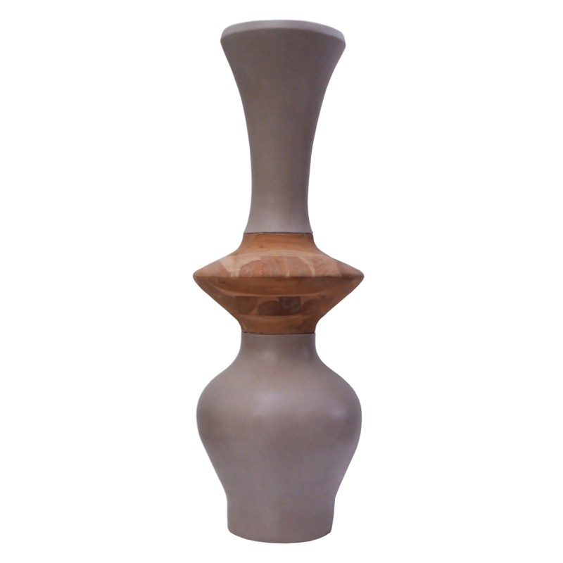 ΔΙΑΚΟΣΜΗΤΙΚΟ ΒΑΖΟ ΔΑΠΕΔΟΥ NEBULA HM4660.05S FIBER CEMENT TAUPE--ΞΥΛΟ ΤΕΑΚ Φ45x115Υεκ