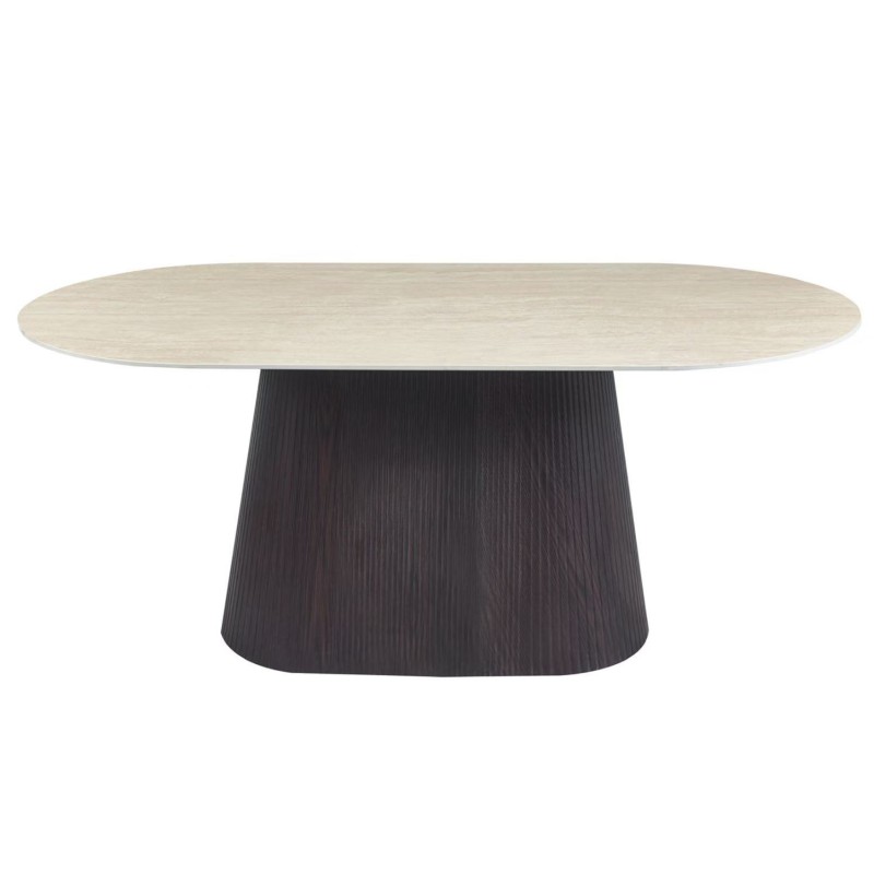 ΤΡΑΠΕΖΙ ΟΒΑΛ CATER HM18320 ΚΕΡΑΜΙΚΟ TOP ΟΨΗ ΤΡΑΒΕΡΤΙΝΑΣ-MDF ΒΑΣΗ 180x90x74Υεκ