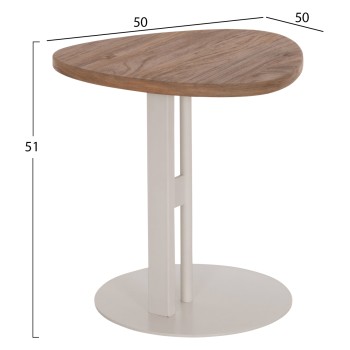 ΒΟΗΘΗΤΙΚΟ ΤΡΑΠΕΖΙ ΟΒΑΛ ALPER HM18328 MDF SONAMA--ΜΕΤΑΛΛΟ ΛΕΥΚΟ 50x50x51Υεκ.