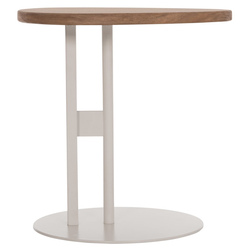 ΒΟΗΘΗΤΙΚΟ ΤΡΑΠΕΖΙ ΟΒΑΛ ALPER HM18328 MDF SONAMA--ΜΕΤΑΛΛΟ ΛΕΥΚΟ 50x50x51Υεκ.