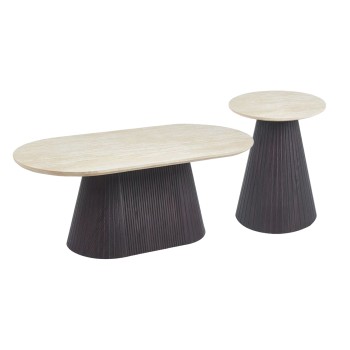 ΣΕΤ 2ΤΜΧ ΤΡΑΠΕΖΙΑ ΣΑΛΟΝΙΟΥ CATER HM21260 ΚΕΡΑΜΙΚΟ TOP ΟΨΗ ΤΡΑΒΕΡΤΙΝΑΣ-MDF ΒΑΣΗ ΚΑΦΕ