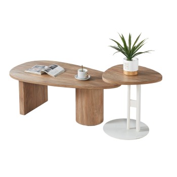 ΣΕΤ ΤΡΑΠΕΖΙ ΣΑΛΟΝΙΟΥ ΜΕ ΒΟΗΘΗΤΙΚΟ ALPER HM21262 MDF SONAMA-ΜΕΤΑΛΛΟ ΛΕΥΚΟ