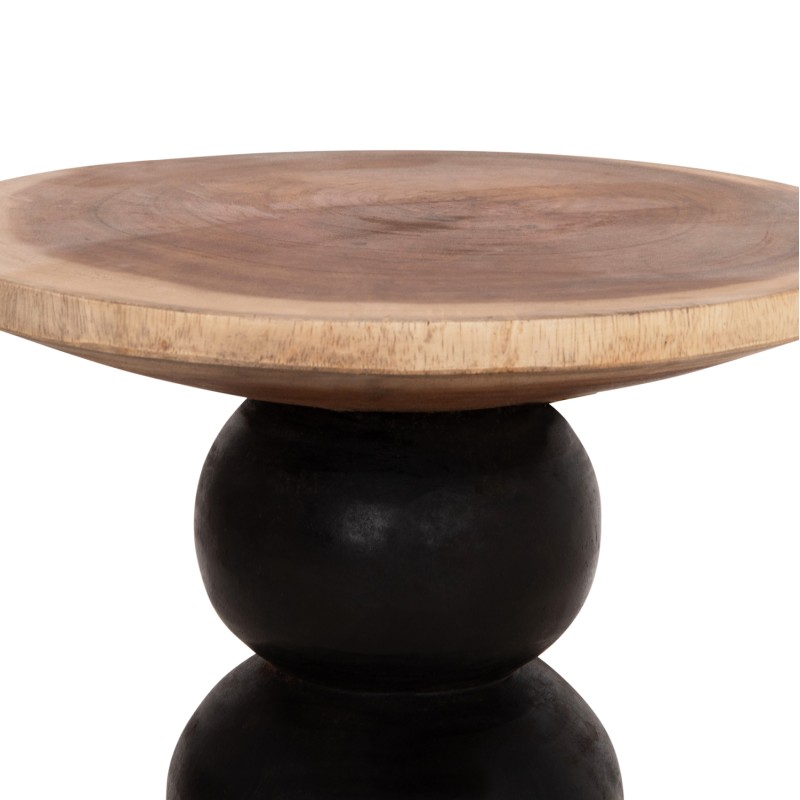 ΒΟΗΘΗΤΙΚΟ ΤΡΑΠΕΖΑΚΙ ΣΤΡΟΓΓΥΛΟ JACKY HM9890 SUAR ΞΥΛΟ ΦΥΣΙΚΟ & ΜΑΥΡΟ Φ40x45,5Υεκ.