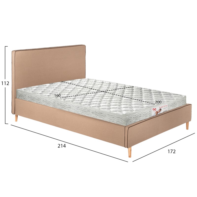 ΚΡΕΒΑΤΙ ΜΕ ΣΤΡΩΜΑ INDRA HM21280.02 ΜΠΕΖ ΥΦΑΣΜΑ--ΓΙΑ 160x200εκ