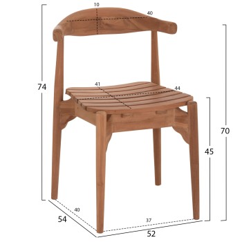 ΚΑΡΕΚΛΑ ΤΡΑΠΕΖΑΡΙΑΣ ΕΞ.ΧΩΡΟΥ DONNY HM6378 ΞΥΛΟ TEAK 52x54x74Υεκ.
