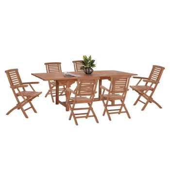 ΣΕΤ ΤΡΑΠΕΖΑΡΙΑΣ CRANDER HM21288 ΤΡΑΠΕΖΙ & 6 ΠΟΛΥΘΡΟΝΕΣ ΠΤΥΣΣΟΜΕΝΕΣ-ΤΕΑΚ