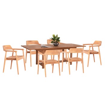 ΣΕΤ ΤΡΑΠΕΖΑΡΙΑΣ FREM HM21291 ΤΡΑΠΕΖΙ & 6 ΠΟΛΥΘΡΟΝΕΣ---ΤΕΑΚ ΞΥΛΟ