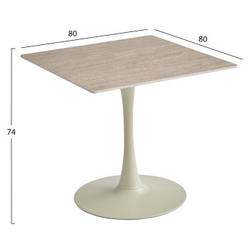 ΤΡΑΠΕΖΙ ΤΡΑΠΕΖΑΡΙΑΣ TETRAN HM18315.04 ΒΑΣΗ ΣΑΜΠΑΝΙ--SINTERED STONE ΧΡΩΜΑ ΤΡΑΒΕΡΤΙΝΑ 80x80x73Υεκ