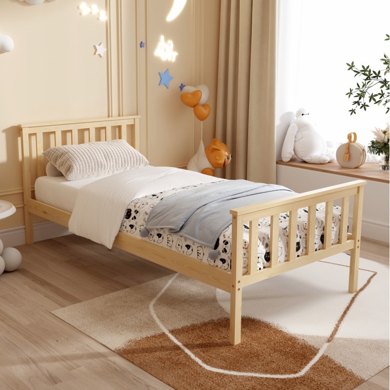 ΚΡΕΒΑΤΙ ΠΑΙΔΙΚΟ ΜΕ ΣΤΡΩΜΑ GIMLY HM21300 ΞΥΛΟ ΠΕΥΚΟΥ ΣΕ ΦΥΣΙΚΟ ΓΙΑ ΣΤΡΩΜΑ 90x190εκ