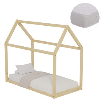 ΚΡΕΒΑΤΙ ΠΑΙΔΙΚΟ ΜΕ ΣΤΡΩΜΑ PEPE HM21303 ΞΥΛΟ ΠΕΥΚΟΥ ΣΕ ΦΥΣΙΚΟ--ΣΤΡΩΜΑ 70x140εκ