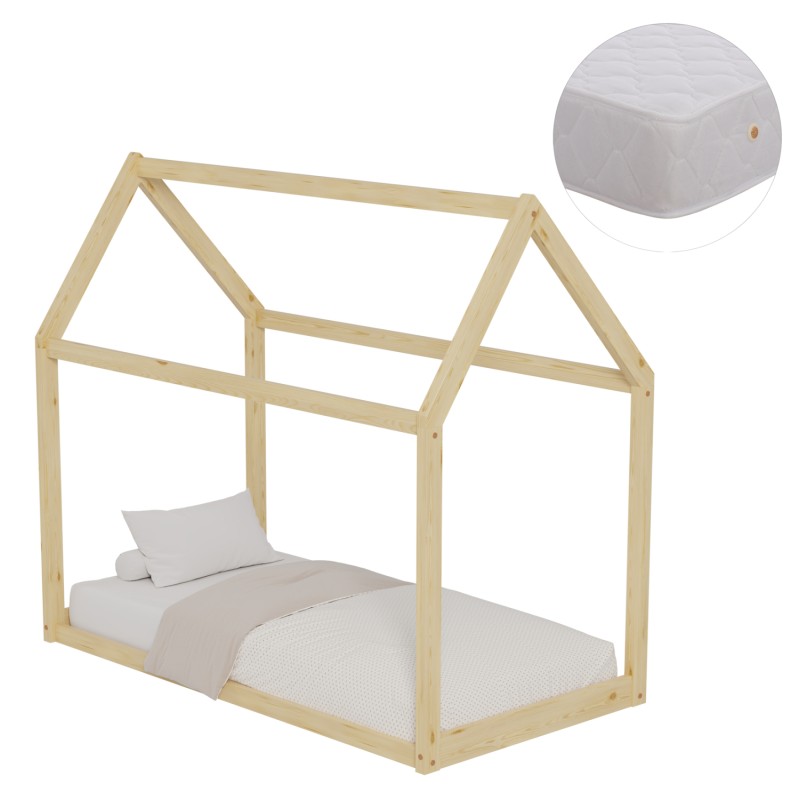 ΚΡΕΒΑΤΙ ΠΑΙΔΙΚΟ ΜΕ ΣΤΡΩΜΑ PEPE HM21303 ΞΥΛΟ ΠΕΥΚΟΥ ΣΕ ΦΥΣΙΚΟ--ΣΤΡΩΜΑ 70x140εκ