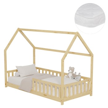 ΚΡΕΒΑΤΙ ΠΑΙΔΙΚΟ ΜΕ ΣΤΡΩΜΑ PHYLLIS HM21304 ΞΥΛΟ ΠΕΥΚΟΥ ΣΕ ΦΥΣΙΚΟ--ΣΤΡΩΜΑ 90x190εκ