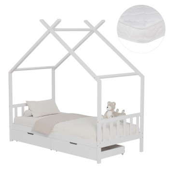 ΚΡΕΒΑΤΙ ΠΑΙΔΙΚΟ ΜΕ ΣΤΡΩΜΑ KLARICE HM21305.01 ΞΥΛΟ ΠΕΥΚΟΥ ΣΕ ΛΕΥΚΟ--ΣΤΡΩΜΑ 90x190εκ