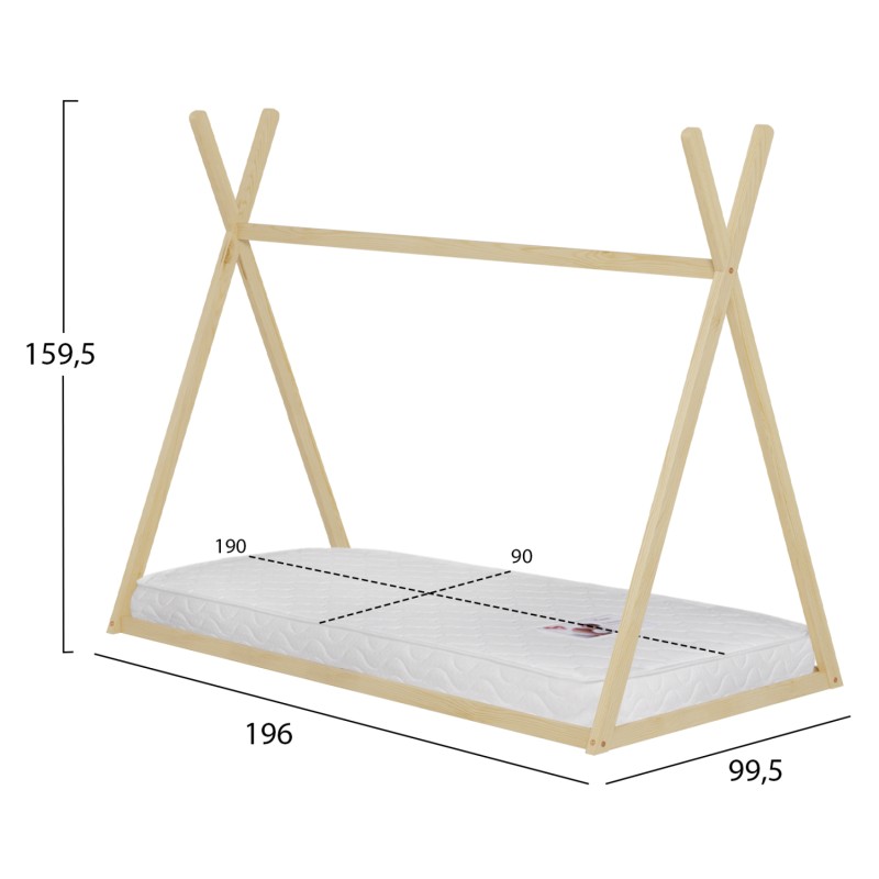 ΚΡΕΒΑΤΙ ΠΑΙΔΙΚΟ ΜΕ ΣΤΡΩΜΑ MUNK HM21306 ΞΥΛΟ ΠΕΥΚΟΥ ΣΕ ΦΥΣΙΚΟ--ΣΤΡΩΜΑ 90x190εκ