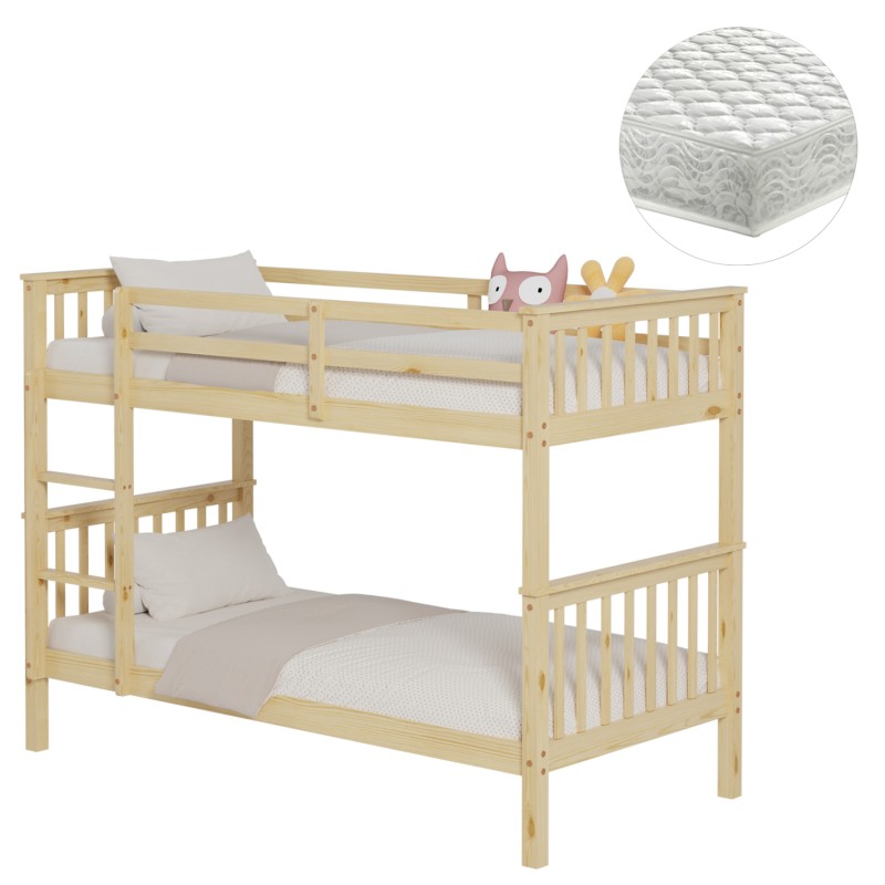 ΚΟΥΚΕΤΑ ΠΑΙΔΙΚΗ ΜΕ 2 ΣΤΡΩΜΑΤΑ LANTAI HM21307 ΞΥΛΟ ΠΕΥΚΟΥ ΦΥΣΙΚΟ--ΣΤΡΩΜΑΤΑ 90x190εκ