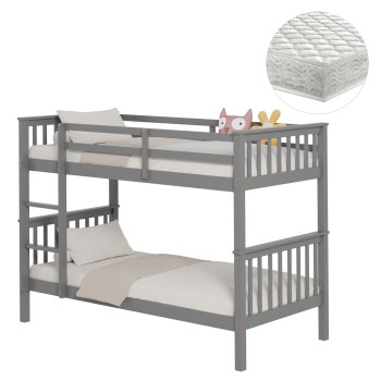 ΚΟΥΚΕΤΑ ΠΑΙΔΙΚΗ ΜΕ 2 ΣΤΡΩΜΑΤΑ LANTAI HM21307.02 ΞΥΛΟ ΠΕΥΚΟΥ ΓΚΡΙ--ΣΤΡΩΜΑΤΑ 90x190εκ