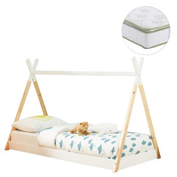 ΚΡΕΒΑΤΙ ΠΑΙΔΙΚΟ ΜΕ ΣΤΡΩΜΑ MUNK HM21308 ΞΥΛΟ ΠΕΥΚΟΥ ΦΥΣΙΚΟ-ΛΕΥΚΟ--ΣΤΡΩΜΑ 90x190εκ