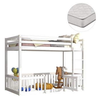 ΚΟΥΚΕΤΑ ΠΑΙΔΙΚΗ ΜΕ ΠΑΡΚΑΚΙ PLAYKID HM21312.01 ΞΥΛΟ ΠΕΥΚΟΥ ΛΕΥΚΟ--ME ΣΤΡΩΜΑ 90x190εκ