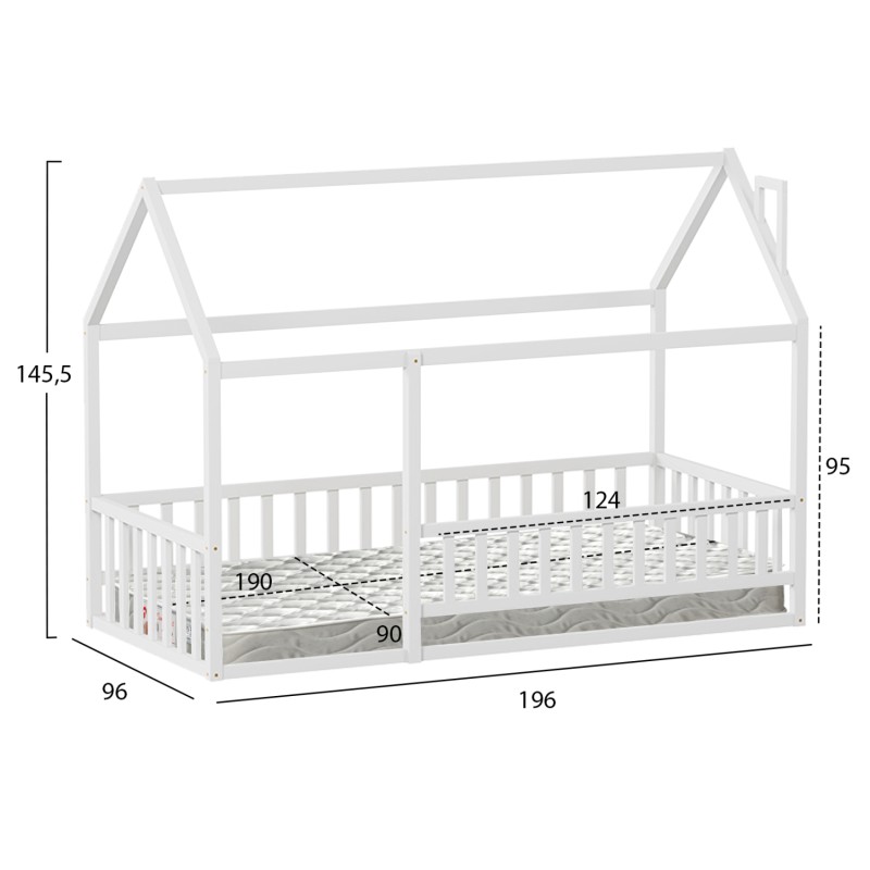 ΚΡΕΒΑΤΙ ΠΑΙΔΙΚΟ ΜΕ ΣΤΡΩΜΑ HOUSER HM21315.01 ΞΥΛΟ ΠΕΥΚΟΥ ΣΕ ΛΕΥΚΟ--ΣΤΡΩΜΑ 90x190εκ