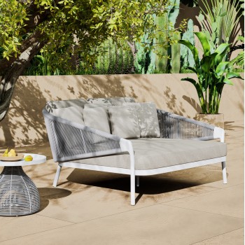 DAYBED ΣΕΙΡΑ XANTION HM6474.02 ΛΕΥΚΟ ΑΛΟΥΜΙΝΙΟ--ΣΧΟΙΝΙ--OLEFIN 157x149x80Υεκ