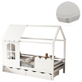 ΚΡΕΒΑΤΙ ΠΑΙΔΙΚΟ ΜΕ ΣΤΡΩΜΑ DOMER HM21319 ΞΥΛΟ ΠΕΥΚΟΥ ΣΕ ΛΕΥΚΟ--ΣΤΡΩΜΑ 90x190εκ