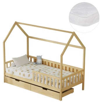 ΚΡΕΒΑΤΙ ΠΑΙΔΙΚΟ ΜΕ ΣΥΡΤΑΡΙΑ PHYLLIS HM21324 ΞΥΛΟ ΠΕΥΚΟΥ ΦΥΣΙΚΟ--ΜΕ ΣΤΡΩΜΑ 90x190εκ