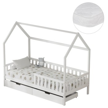 ΚΡΕΒΑΤΙ ΠΑΙΔΙΚΟ ΜΕ ΣΥΡΤΑΡΙΑ PHYLLIS HM21324.01 ΞΥΛΟ ΠΕΥΚΟΥ ΛΕΥΚΟ--ΜΕ ΣΤΡΩΜΑ 90x190εκ