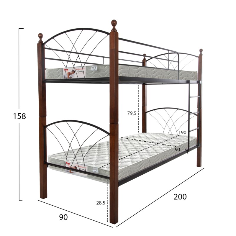 ΚΟΥΚΕΤΑ ΜΕ ΣΤΡΩΜΑΤΑ STOREY HM21334 ΜΕΤΑΛΛΟ & ΞΥΛΟ RUBBERWOOD--ΓΙΑ ΣΤΡΩΜΑΤΑ 90x190εκ.