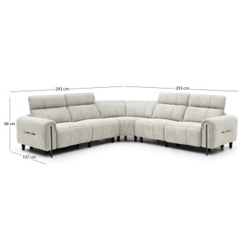 ΓΩΝΙΑΚΟΣ ΚΑΝΑΠΕΣ ΜΕ RECLINE ORACLE HM3290.02 ΜΠΕΖ ΥΦΑΣΜΑ 260x260x90(κάθισμα)x94Υεκ.