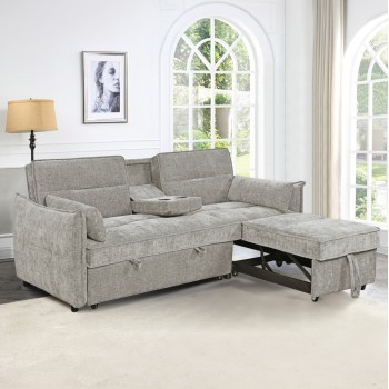 ΚΑΝΑΠΕΣ ΚΡΕΒΑΤΙ (ΓΩΝΙΑ) ΠΟΛΥΜΟΡΦΙΚΟΣ 3-ΘΕΣΙΟΣ VELAR HM3305.03 ΜΠΕΖ ΥΦΑΣΜΑ 207x90x80Υεκ.