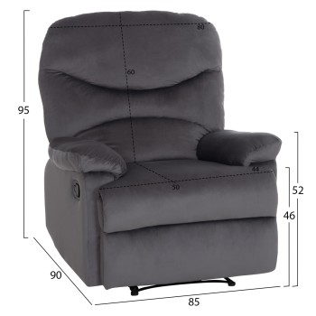 ΠΟΛΥΘΡΟΝΑ RELAX BRAYLEN HM3298.01 ΓΚΡΙ ΒΕΛΟΥΔΟ 85x90x95Υεκ.